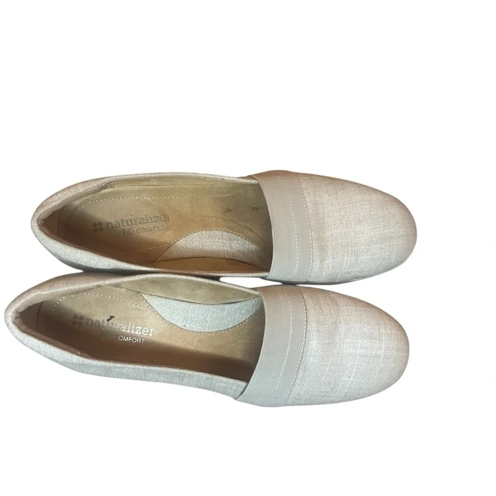 Naturalizer N5 Comfort Cream Canvas Wedge Slip On Shoes Women’s 7.5M